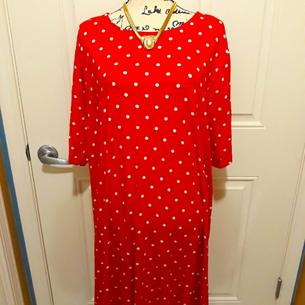 St. John Bay New Red, Pola Dot Dress by St. John's Bay, Size 3 X